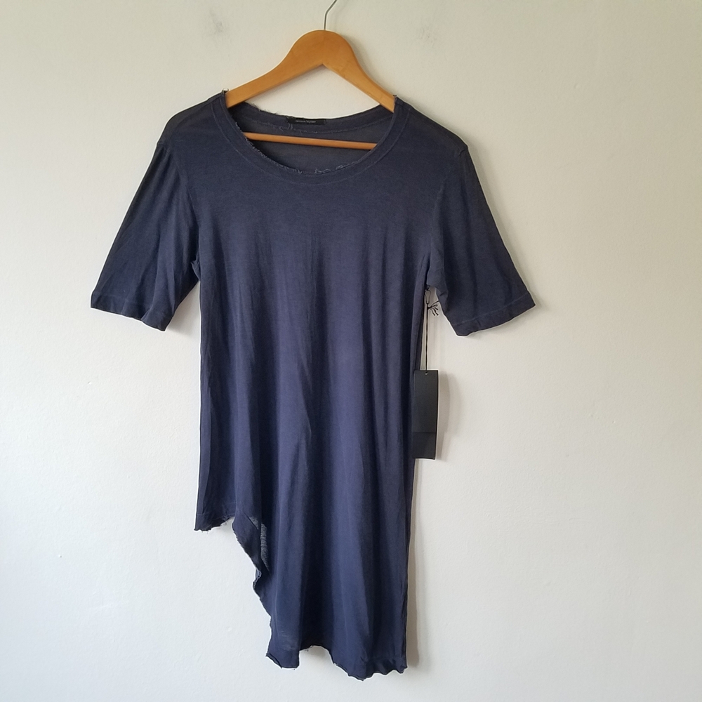 Roxanne Heptner Asemetrycal Hem Nay Raw Edge Top Small